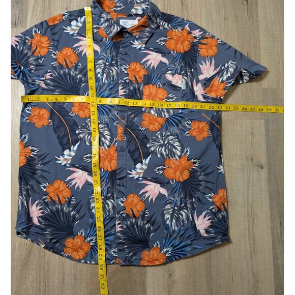 Hurley Size L Shirt Hawaiian Stretch Fit Blue Floral Colorful Short Sleeve - Picture 10 of 10